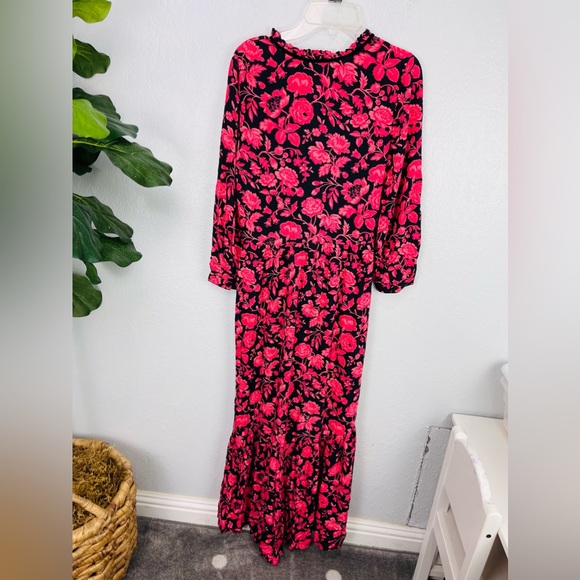 Lucky Brand Ryan Peasant Dress Pink & Black Print - Picture 6 of 7